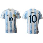 Argentina Lionel Messi #10 Replika Hemmatröja 2021 Herr Vit blå Kortärmad