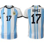 Argentina GOMEZ #17 Hemmatröja FIFA World Cup Qatar 2022 Herr Fotbollströjor Vit blå Kortärmad