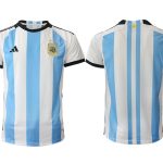 Argentina Hemmatröja FIFA World Cup Qatar 2022 Herr Fotbollströjor Vit blå Kortärmad