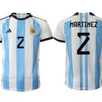 Argentina MARTINEZ #2 Hemmatröja FIFA World Cup Qatar 2022 Herr Fotbollströjor Vit blå Kortärmad