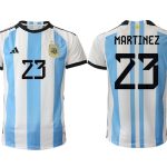 Argentina MARTINEZ #23 Hemmatröja FIFA World Cup Qatar 2022 Herr Fotbollströjor Vit blå Kortärmad