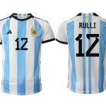 Argentina RULLI #12 Hemmatröja FIFA World Cup Qatar 2022 Herr Fotbollströjor Vit blå Kortärmad