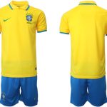 Brasilien Herr Hemmatröja VM 2022 Kortärmad + Korta byxor Billiga Fotbollströjor