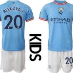 Manchester City BERNARDO #20 Hemmatröja Barn 2022-23 Kortärmad (+ Korta byxor)