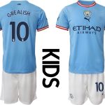 Manchester City Kevin GREALISH #10 Hemmatröja Barn 2022-23 Kortärmad (+ Korta byxor)