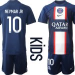 Nya Paris Saint-Germain NEYMAR jR #10 Hemmatröja Barn 2022-23 Kortärmad (+ Korta byxor)