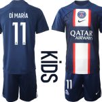 Paris Saint-Germain Hemmatröja Barn 2022-23 Fotbollströja med namn Di MARiA #11 Kortärmad (+ Korta byxor)