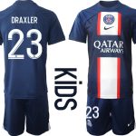 Paris Saint-Germain Hemmatröja Barn 2022-23 med namn DRAXLER 23 Kortärmad (+ Korta byxor)