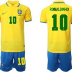 RONALDINHO #10 Brasilien Herr Hemmatröja VM 2022 Kortärmad (+ Korta byxor)