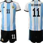 DI MARIA #11 Argentina Hemmatröja VM 2022 Herr Kortärmad + Korta byxor