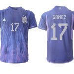 GOMEZ #17 Argentina Bortatröja VM 2022 purpurfärgad Kortärmad fotbollströjor för män