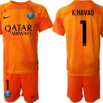 K.NAVAS #1 Paris Saint-Germain PSG Målvakt Tröja Herr 2022-23 orange Kortärmad + Korta byxor