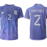 MARTINEZ #2 Argentina Bortatröja VM 2022 purpurfärgad Kortärmad fotbollströjor för män