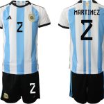 MARTINEZ #2 Argentina Hemmatröja VM 2022 Herr Kortärmad + Korta byxor