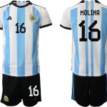 MOLINA #16 Argentina Hemmatröja VM 2022 Herr Kortärmad + Korta byxor