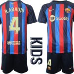 R.ARAUJO #4 FC Barcelona Hemmatröja Barn 2022-23 Kortärmad + Korta byxor