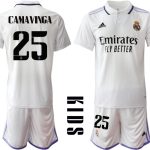 Real Madrid Hemmatröja Barn 2022-23 Kortärmad + Korta byxor med tryck CAMAVINGA 25