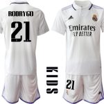 Real Madrid Hemmatröja Barn 2022-23 Kortärmad + Korta byxor med tryck RODRYGO 21