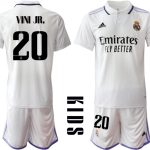 Real Madrid Hemmatröja Barn 2022-23 Kortärmad + Korta byxor med tryck VINI JR.20