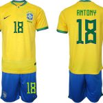 Brasilien Hemmatröja Herr VM 2022 Fotbollströjor med eget namn ANTONY 18