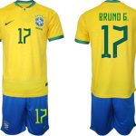 Brasilien Hemmatröja Herr VM 2022 Fotbollströjor med eget namn BRUNO G. 17