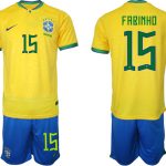 Brasilien Hemmatröja Herr VM 2022 Fotbollströjor med eget namn FABINHO 15