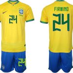 Brasilien Hemmatröja Herr VM 2022 Fotbollströjor med eget namn FIRMINO 24