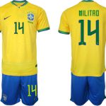 Brasilien Hemmatröja Herr VM 2022 Fotbollströjor med eget namn MILITAO 14