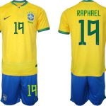 Brasilien Hemmatröja Herr VM 2022 Fotbollströjor med eget namn RAPHAEL 19