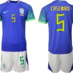 CASEMIRO #5 Herr Brasilien Bortatröja Herr VM 2022 Kortärmad Fotbollströja Set