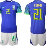 CUNHA #21 Herr Brasilien Bortatröja Herr VM 2022 Kortärmad Fotbollströja Set