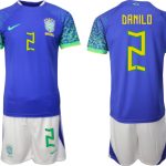 DANILO #2 Beställa Brasilien Bortatröja Herr VM 2022 Kortärmad + Korta byxor