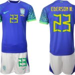 EDERSON M. #23 Herr Brasilien Bortatröja Herr VM 2022 Kortärmad Fotbollströja Set