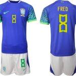 FRED #8 Herr Brasilien Bortatröja Herr VM 2022 Kortärmad Fotbollströja Set