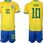 KAKA‘ #10 Brasilien Hemmatröja Herr VM 2022 Kortärmad + Korta byxor