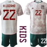 Mexiko Bortatröja Barn VM 2022 Kortärmad + Korta byxor med tryck H.LOZANO 22