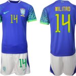 MILITAO #14 Herr Brasilien Bortatröja Herr VM 2022 Kortärmad Fotbollströja Set