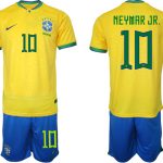 NEYMAR JR. #10 Brasilien Hemmatröja Herr VM 2022 Kortärmad + Korta byxor