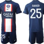 BAKKER #25 Paris Saint-Germain PSG Hemmatröja Herr 2023 Kortärmad + Korta byxor