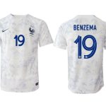 BENZEMA #19 Frankrike Bortatröja Herr VM 2022 Kortärmad Billiga Fotbollströjor