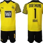 Beställa Fotbollströjor Bürki #1 Borussia Dortmund Hemmatröja Herr 2023 Kortärmad+ Korta byxor