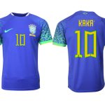 Billiga Brasilien Bortatröja Herr VM 2022 Kortärmad Billiga Fotbollströjor med tryck Kaká 10