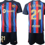 Billiga Fotbollströjor Barcelona 2023 Hemmatröja Herr Kortärmad med tryck F.DE JONG 21