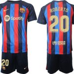 Billiga Fotbollströjor Barcelona 2023 Hemmatröja Herr Kortärmad med tryck ROBERTO 20