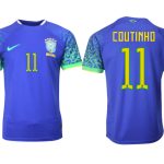 Billigt Brasilien Bortatröja Herr VM 2022 Kortärmad Billiga Fotbollströjor med tryck COUTINHO 11