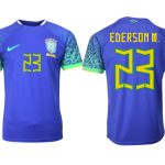 Billigt Brasilien Bortatröja Herr VM 2022 Kortärmad Billiga Fotbollströjor med tryck EDERSON M.23