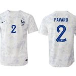 Frankrike Bortatröja Herr VM 2022 Tracksuit Kortärmad Fotbollströjor med tryck PAVARD 2