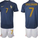 GRIEZMANN #7 Frankrike Hemmatröja VM 2022 Herr Kortärmad + Korta byxor