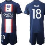 KEAN #18 Paris Saint-Germain PSG Hemmatröja Herr 2023 Kortärmad + Korta byxor