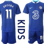 Köpa Chelsea Hemmatröja Barn 2023 Kortärmad Fotbollströja Set med tryck DROGBA 11